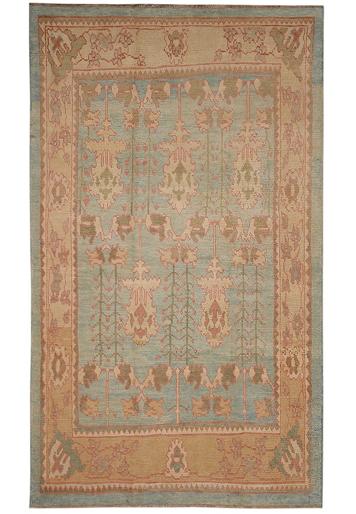 Hand-Knotted Oushak Runner 82 x 136 in Aqua Teal Wool Pakistan (1 of 11)