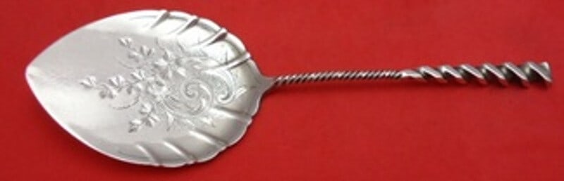 Whiting Square Twist #5 Sterling Silver Waffle Server 8 Bright-Cut (1 of 2)
