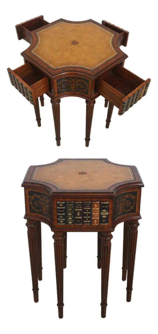 Maitland Smith Mahogany Faux Book Occasional Table Leather Top (1 of 10)
