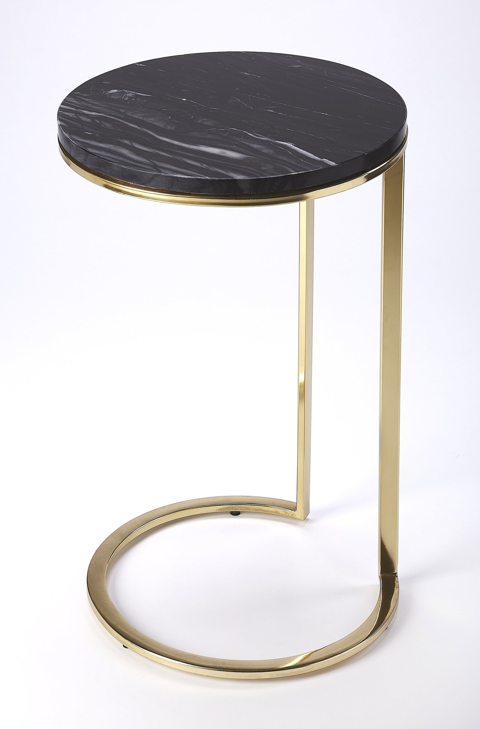Butler Luxe Martel Round Side Table Multi-Color Gold Finish: Butler Luxe Martel Round Side Table Multi-Color Gold Finish The Luxe Martel Side Table showcases a chic C-table design, perfect for enhancing your living space with elegance. Crafted from a blend of m