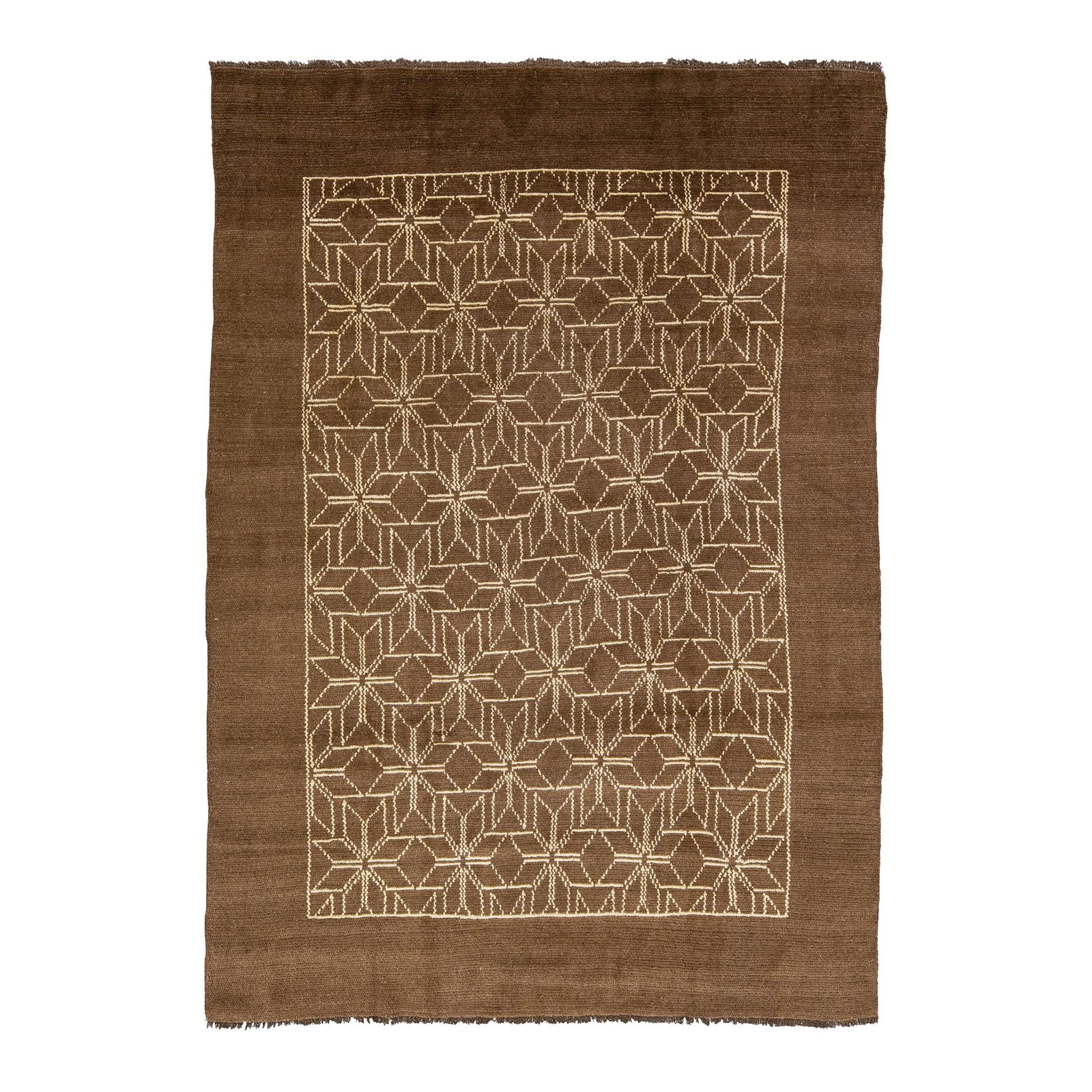 Handmade Moroccan Wool Rug Brown Geometric Design 6'10 x 9'8 (1 of 8)