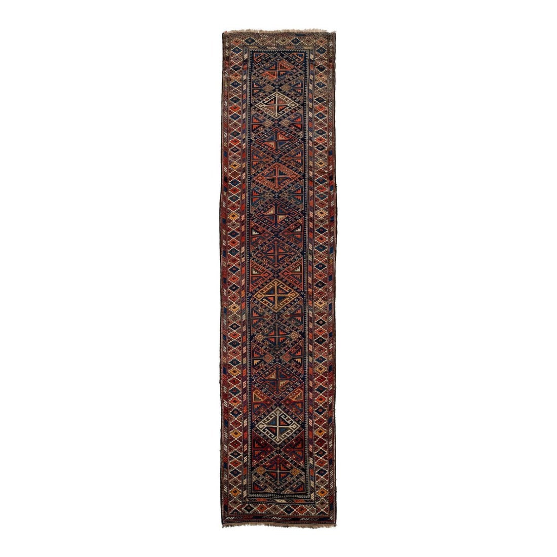 Antique Persian Malayer Wool Runner Rug Blue 3'9 x 15'3 (1 of 9)