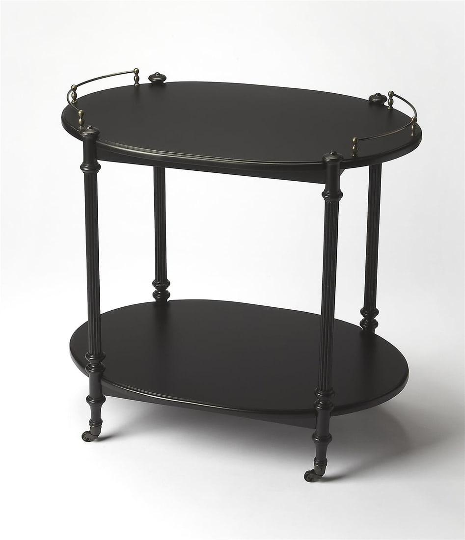 Butler Kathleen Black Licorice Bar Cart Cherry Veneer Rubberwood (1 of 3)