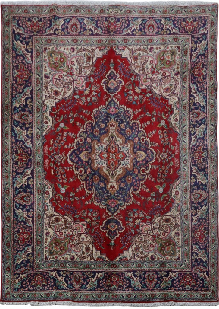 8.1 x 11.3 Red Persian Tabriz Rug Handcrafted Authentic Art (1 of 6)