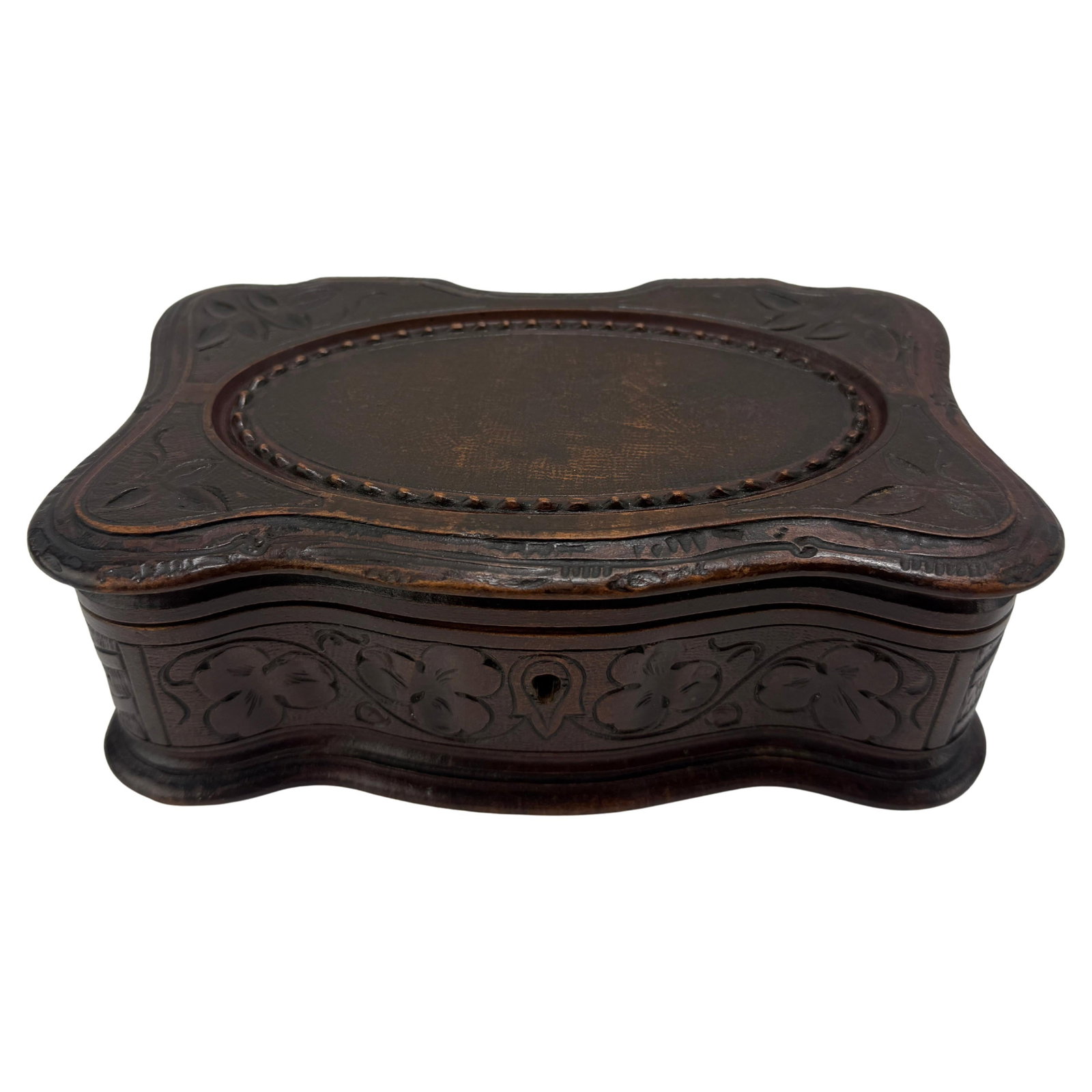 Carved Walnut Trinket Box with Floral Motifs Mid-19th Century Black Forest Style (1 of 9)