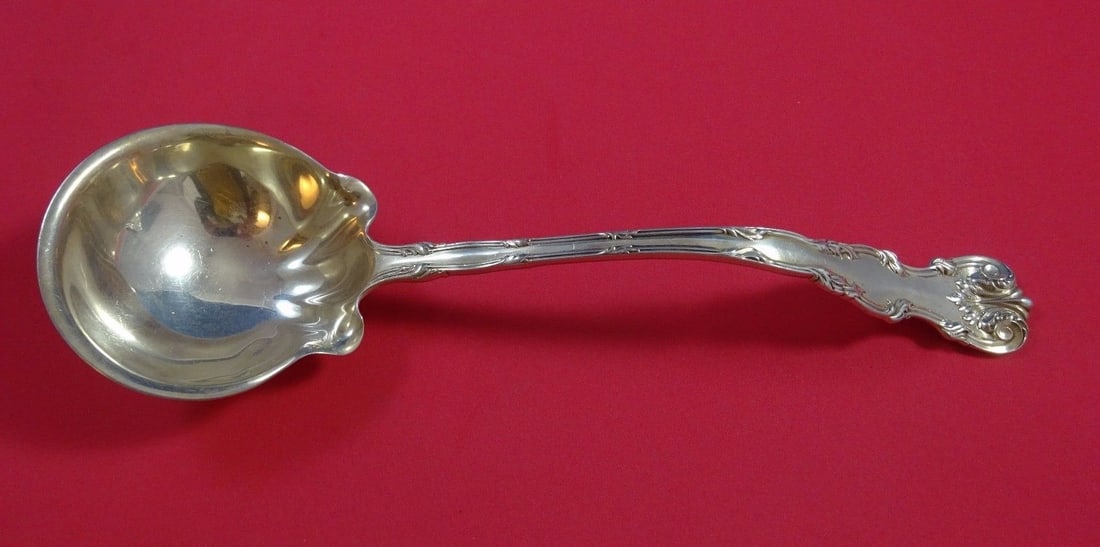 Dominick & Haff Victoria Sterling Silver Soup Ladle 12.5 inches: Dominick & Haff Victoria Sterling Silver Soup Ladle 12.5 inches This exquisite soup ladle is part of the Victoria pattern by Dominick & Haff, crafted from high-quality sterling silver. With a length o