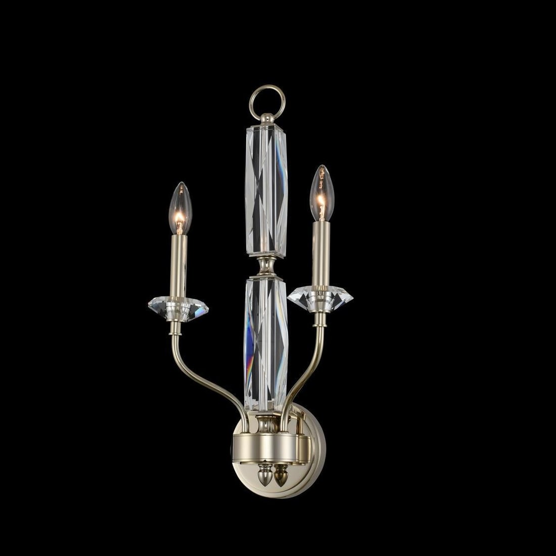 Kalco Savia Modern Gold Crystal Wall Sconce 2-Light Dimmable: Kalco Savia Modern Gold Crystal Wall Sconce 2-Light Dimmable Illuminate your space with this exquisite Modern Gold and Crystal Wall Sconce, designed to add a touch of elegance. Crafted to order, this 