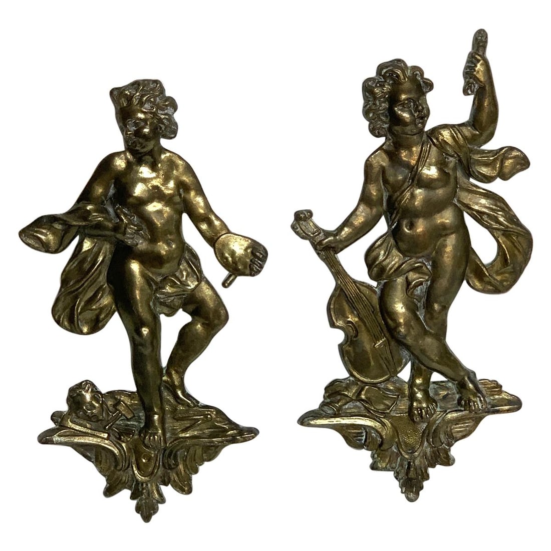 19th Century French Bronze Appliques Set of 2 Art Music Baroque Revival (1 of 10)