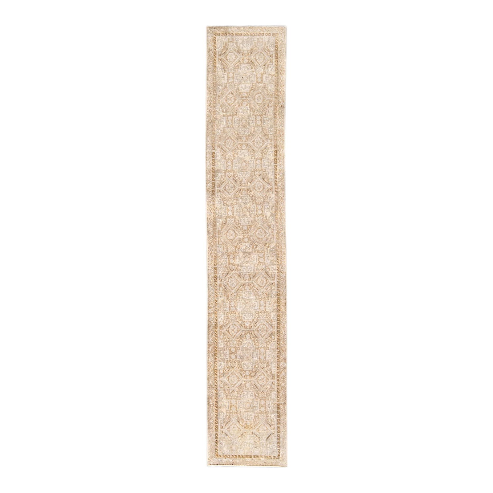 Antique Turkish Sivas Wool Runner Beige Tribal Design 2' x 11'7 (1 of 9)