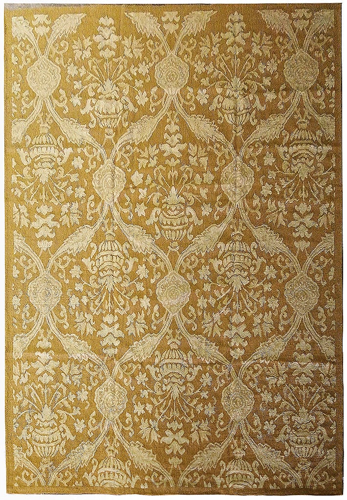 Handmade Olive Brown French Damask 8.10 x 13.1 Area Rug (1 of 13)