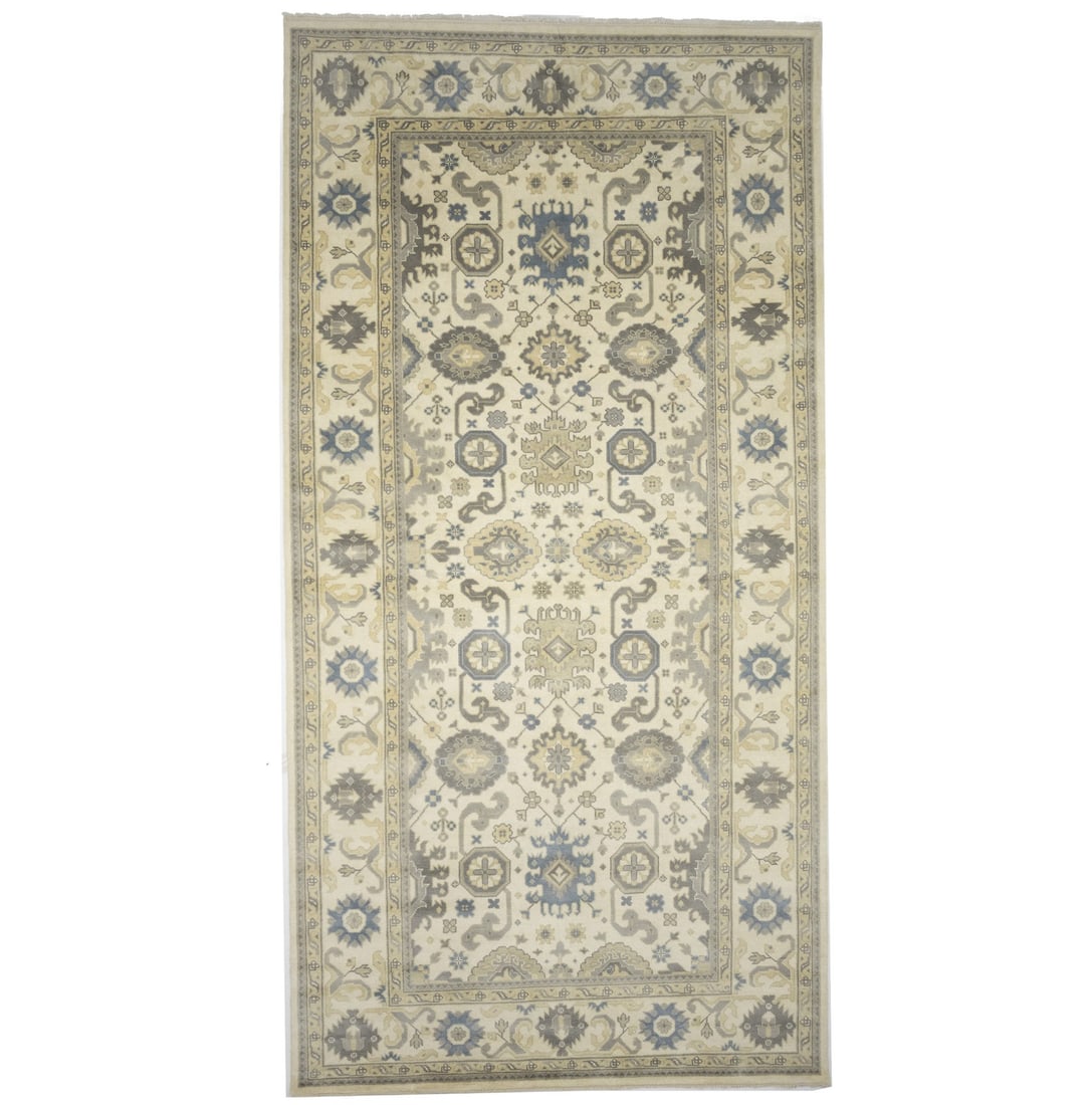 Rare Handmade Oushak Chobi Floral Wool Rug 9'0 x 17'7 Eco Friendly: Rare Handmade Oushak Chobi Floral Wool Rug 9'0 x 17'7 Eco Friendly Enhance your space with this exquisite Handmade Oushak Chobi Oriental Rug, featuring a muted floral design in a harmonious palette of