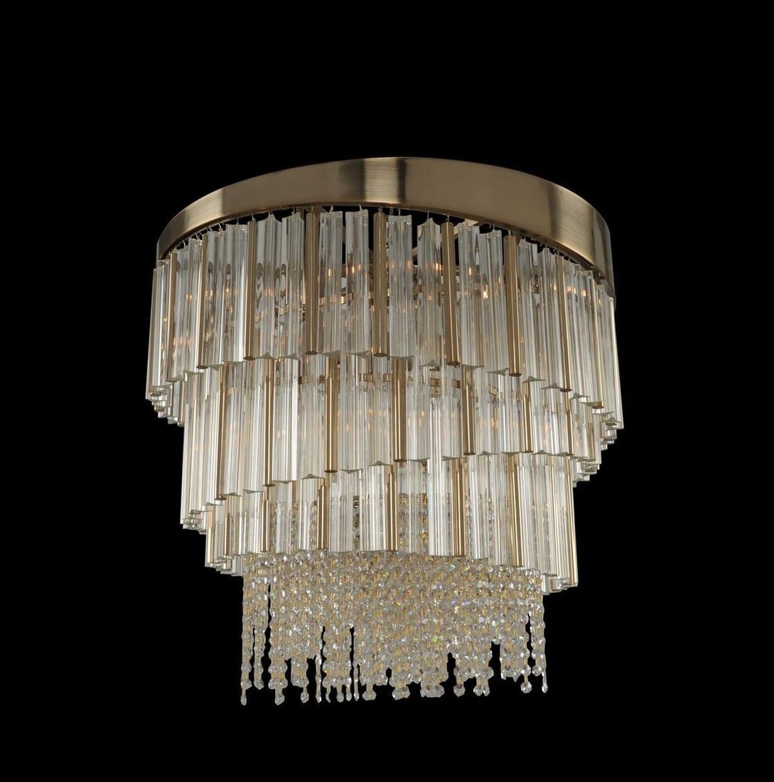 Kalco Espirali Spiral Pendant Light Brushed Champagne Gold Crystal 9 Bulbs (1 of 1)