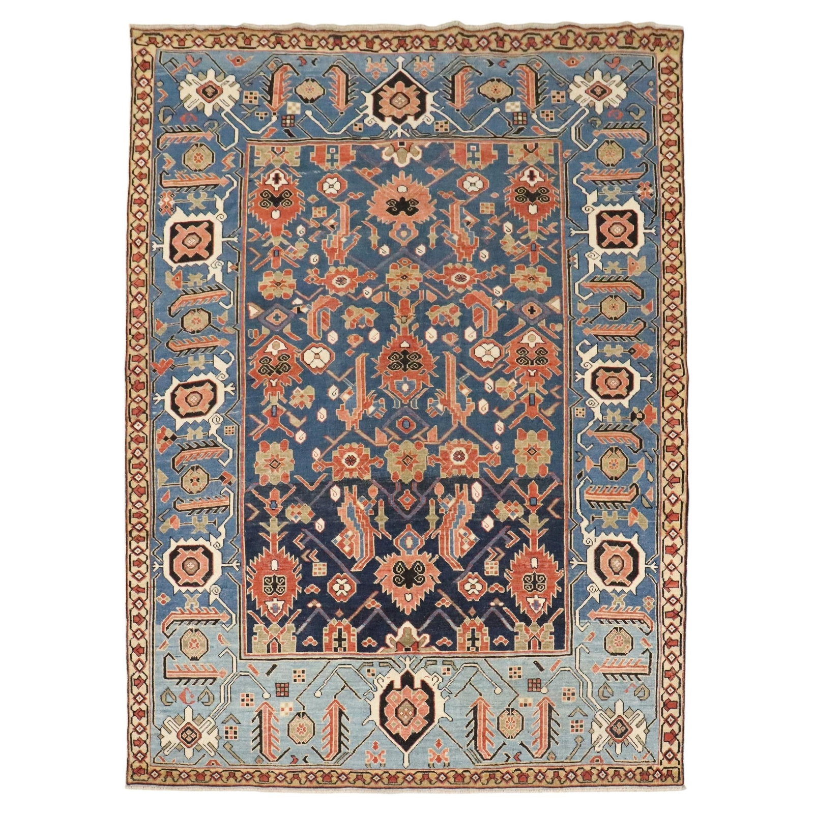 Late 19th Century Bakshaish Wool Rug From Caucasus 45 x 60 Inches: Late 19th Century Bakshaish Wool Rug From Caucasus 45 x 60 Inches This is a late 19th century Caucasian Baku rug, crafted in the Bakshaish style. The rug features a hand-knotted wool construction and 
