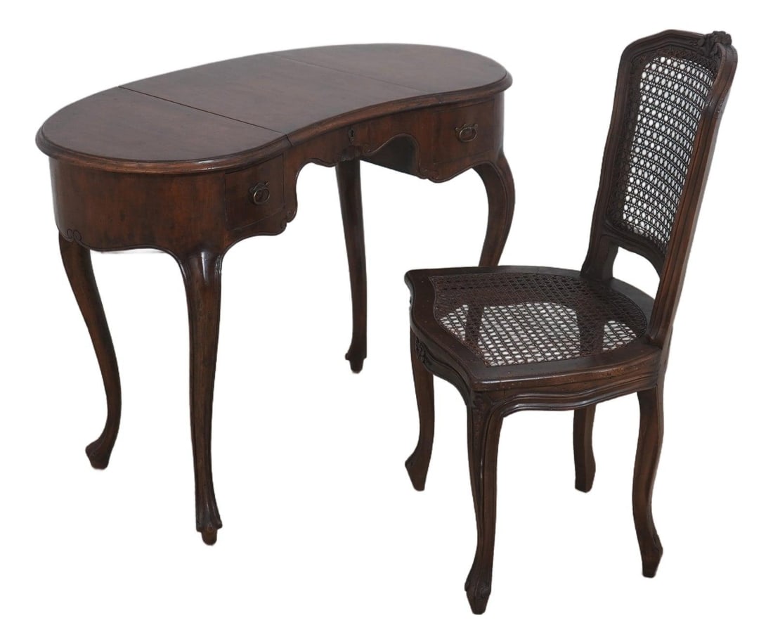 Italian Wood Vanity Table with Mirror and Chair (1 of 10)