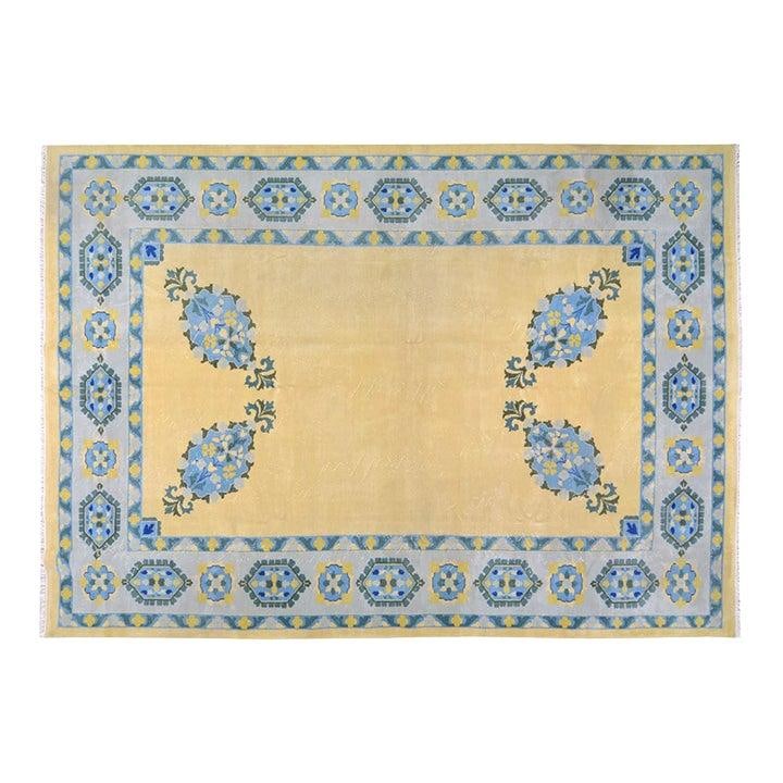 9'9" x 14' Hand-Knotted Wool Chinese Art Deco Area Rug: 9'9" x 14' Hand-Knotted Wool Chinese Art Deco Area Rug This vintage Chinese Art Deco rug is hand-knotted from wool using traditional techniques. Its design combines classic artistry with a contemporar