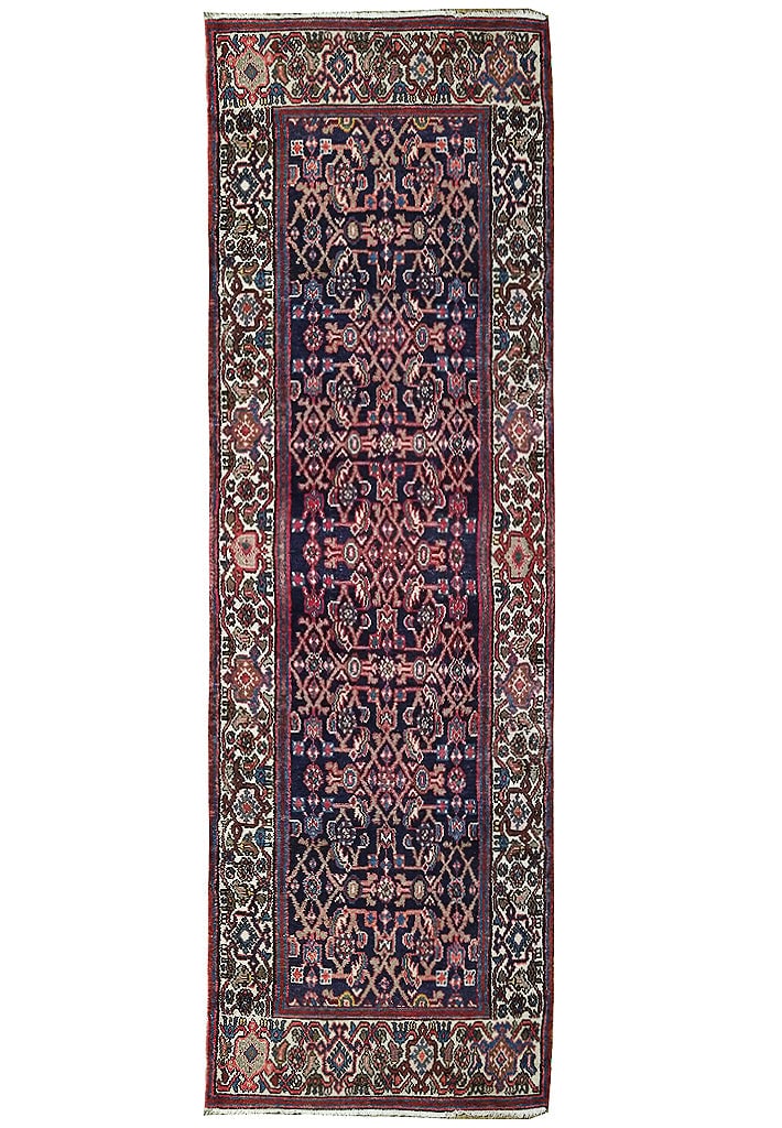 3.5' x 10' Antique Persian Herati Malayer Runner Rug: 3.5' x 10' Antique Persian Herati Malayer Runner Rug Free continental US Shipping Experience the timeless beauty of this 3.5' x 10' Old Persian Herati Malayer Runner Rug, a striking testament to ancie