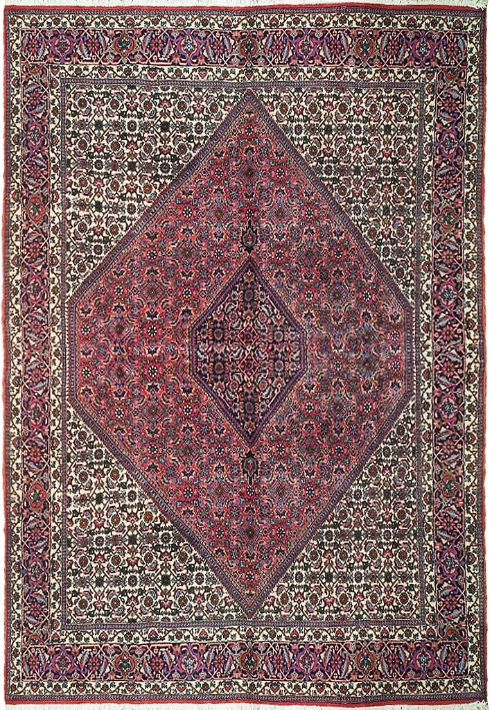 Handmade 6.6 x 8.8 Persian Bijar Rug in Light Maroon and Ivory (1 of 6)