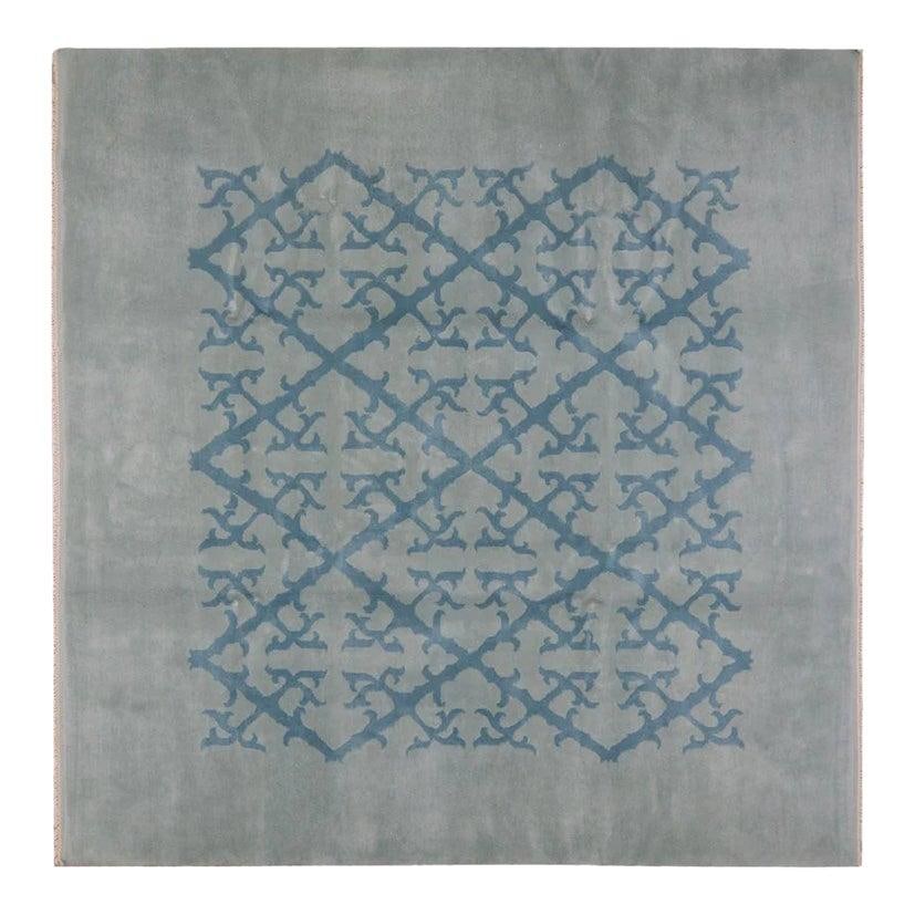10' x 9'9" Hand Knotted Wool Art Deco Chinese Area Rug: 10' x 9'9" Hand Knotted Wool Art Deco Chinese Area Rug This vintage Chinese Art Deco rug is hand-knotted from wool using traditional techniques, combining classic craftsmanship with a modern design se