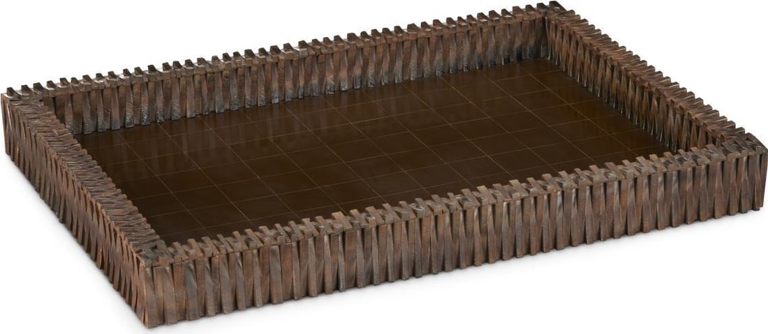 Currey Koa Tray Brown Burnt Horn Composite 20.50 x 14.75 Inches (1 of 2)
