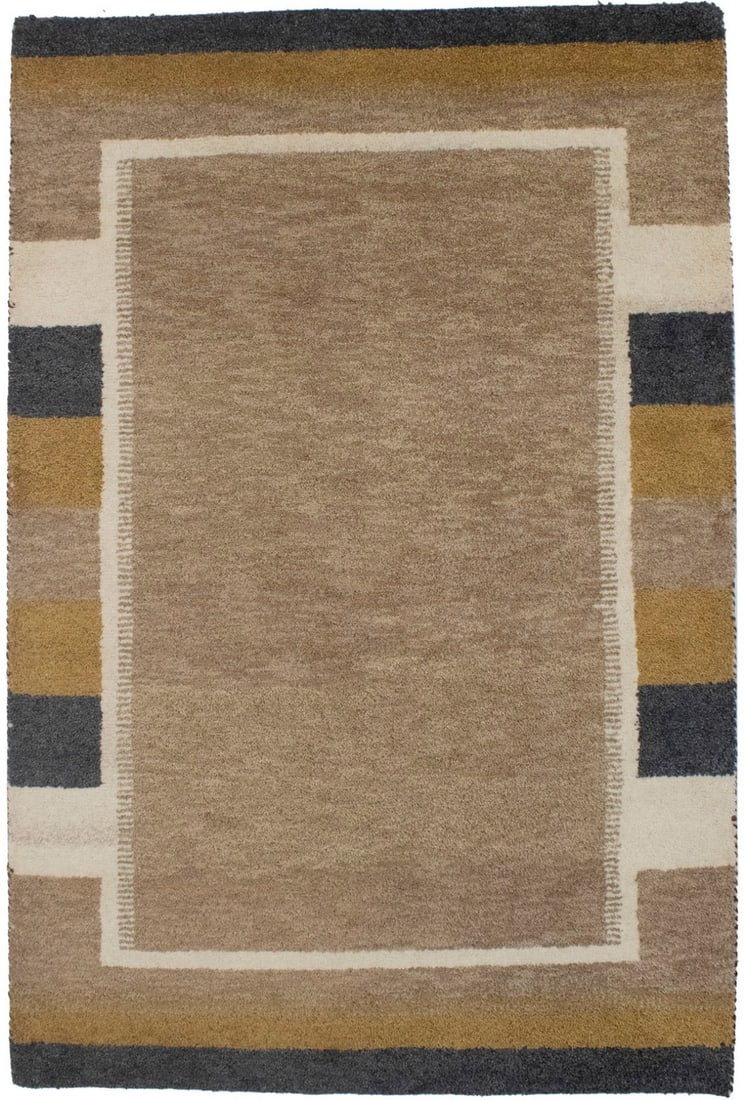 Hand-Knotted Wool Indo-Gabbeh Rug Multicolored Modern Tribal Stripe 4x6 (1 of 13)