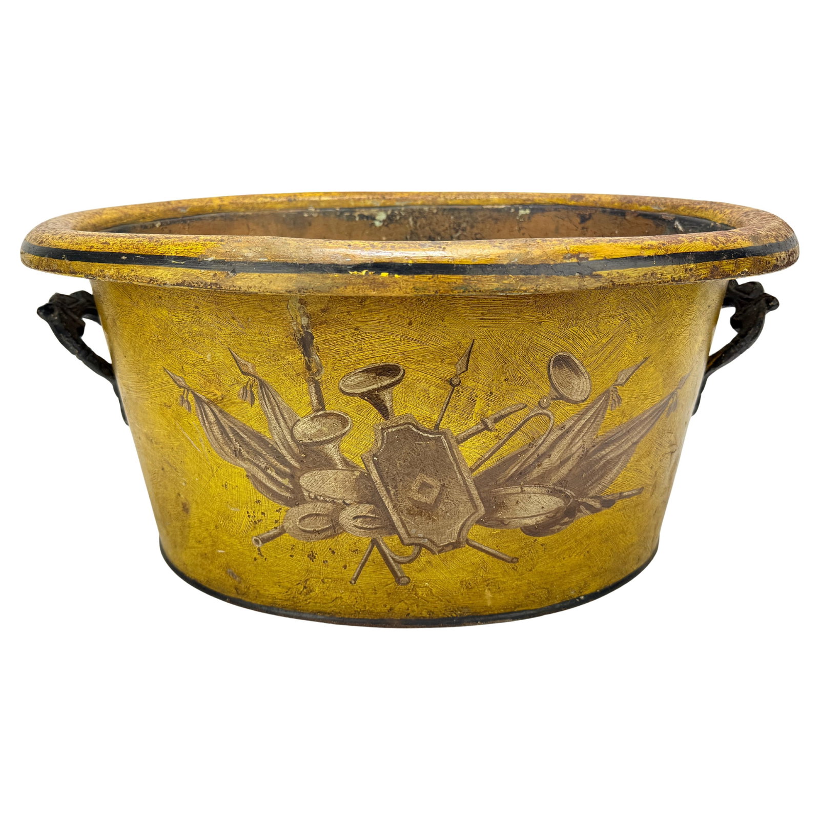 19th Century French Tole Peinte Cachepot Military Trophy Motif (1 of 13)