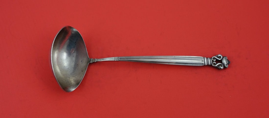 Georg Jensen Acorn Sterling Silver Gravy Ladle Double Spout 7.75" (1 of 2)