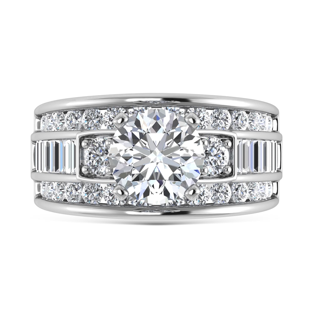 14K White Gold Lab Grown Diamond 5 ct.tw. Round Shape Engagement Ring (IGI Certified Center 3ct): 14K White Gold Lab Grown Diamond 5 ct.tw. Round Shape Engagement Ring (IGI Certified Center 3ct) 14K White Gold Lab Grown Diamond 5 ct.tw. Round Shape Engagement Ring 14k White Gold Stone Color: D-f S