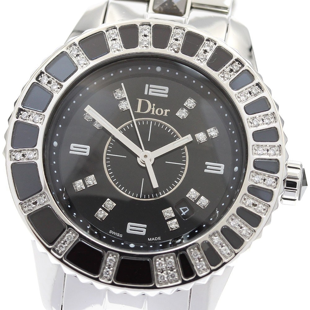 Dior Crystal quartz date wristwatch stainless steel black dial (1 of 6)