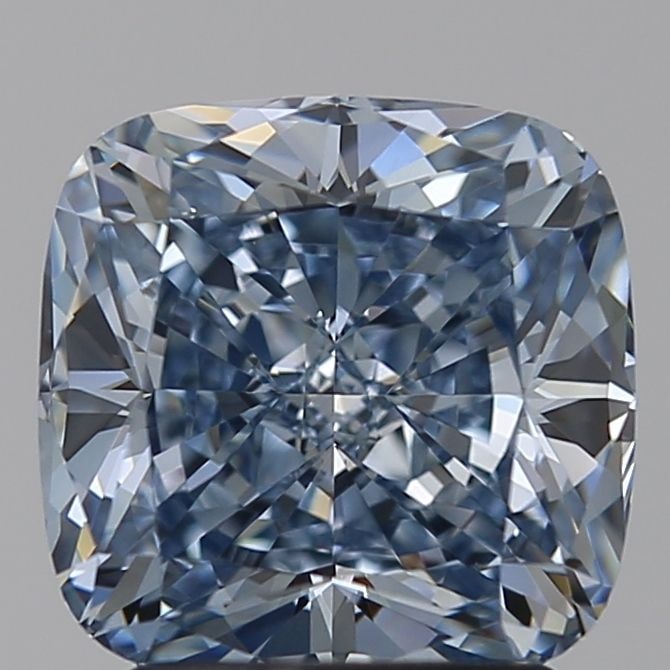 Loose Diamond - CUSHION BRILLIANT 2.5ct Blue VVS2: Loose Diamond - CUSHION BRILLIANT 2.5ct Blue VVS2 Source: This is a real non-mined Diamond that has been grown in a lab Shape: CUSHION BRILLIANT Carats: 2.5 Color: Blue Certification: NONE Video: