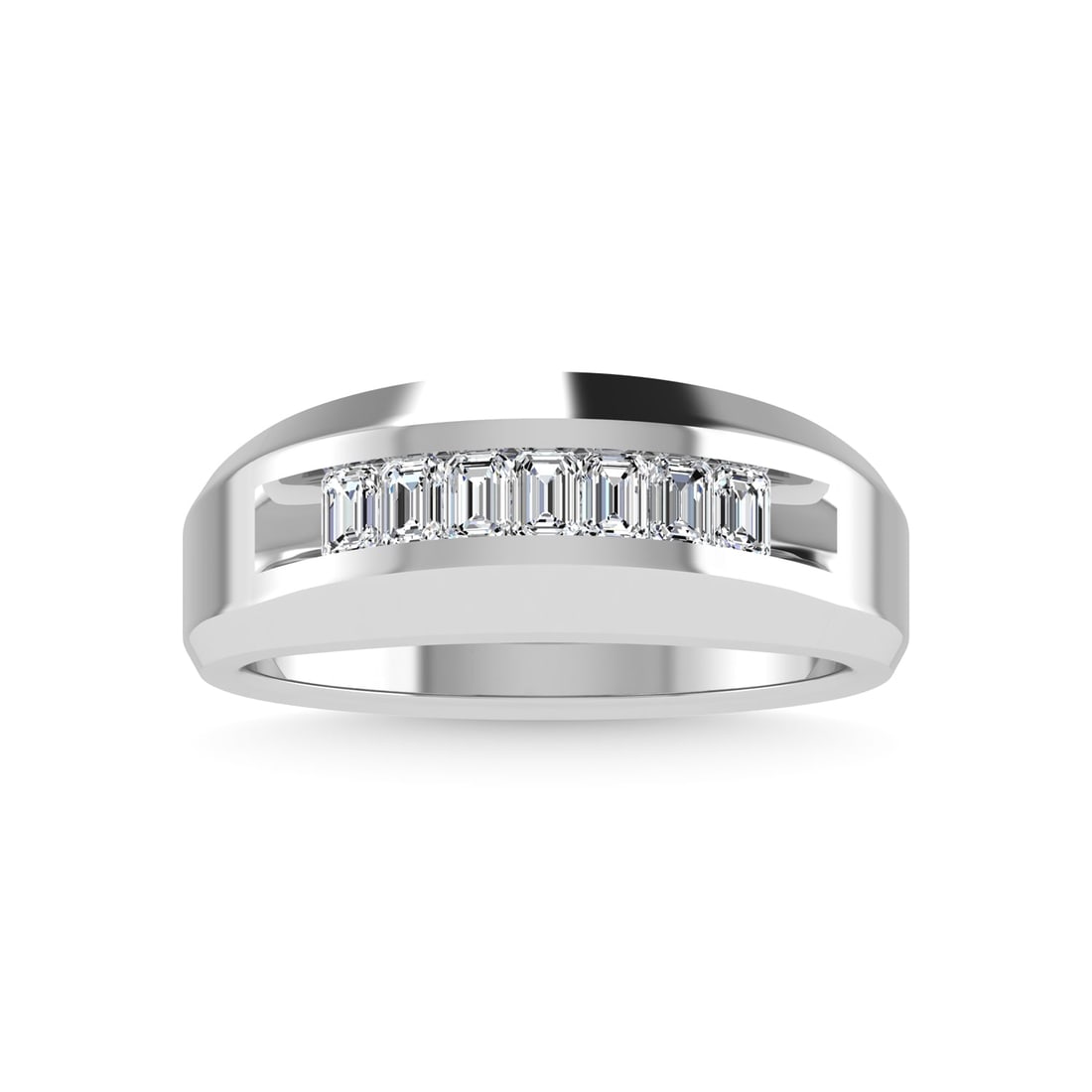 14K White Gold Diamond 5/8 Ct.Tw. Mens Wedding Band: 14K White Gold Diamond 5/8 Ct.Tw. Mens Wedding Band 14k White Gold Stone Color: G-h Stone Clarity: Si2 Each ring is presented in standard size 6.5. Complimentary resizing is available between sizes