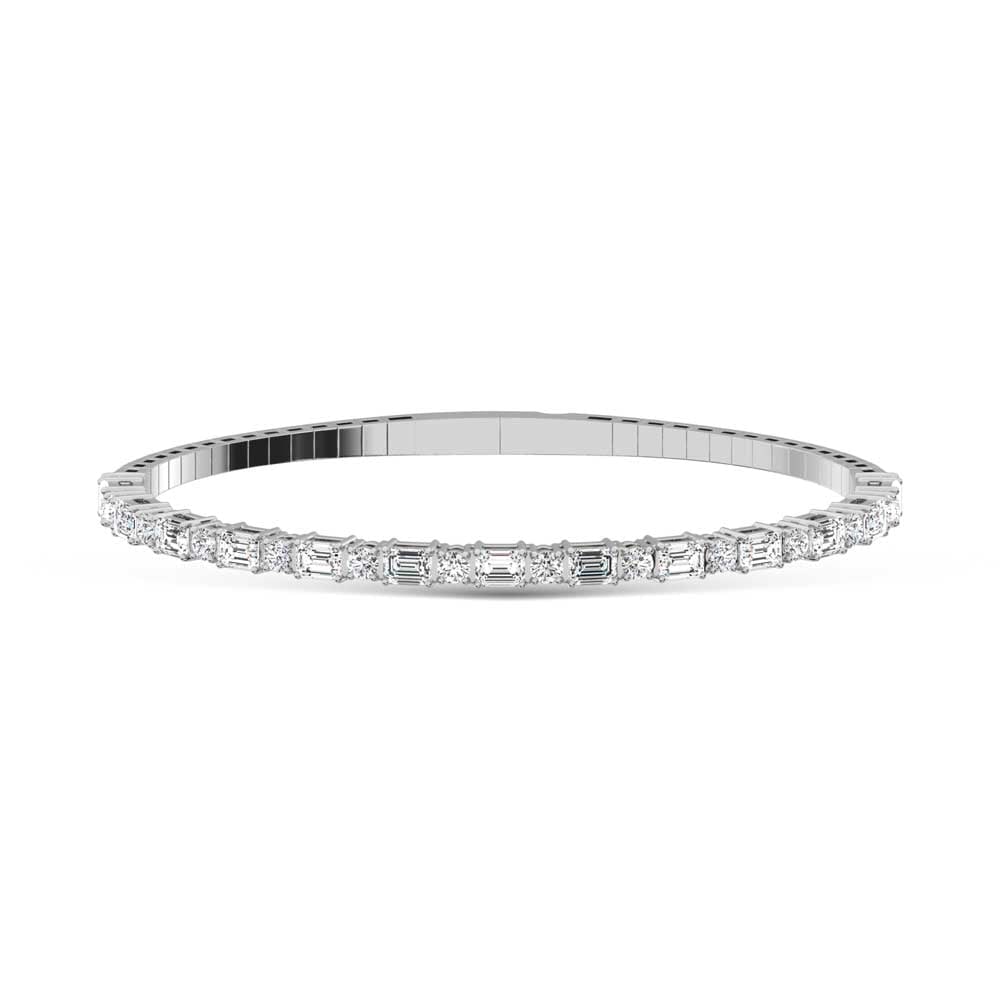 14K White Gold Lab Grown Diamond 3 Ct.Tw. Marquise and Round Shape Bangle: 14K White Gold Lab Grown Diamond 3 Ct.Tw. Marquise and Round Shape Bangle Designed in 14K White Gold, this marquise and round bangle is adorned with lab grown diamonds totaling 3 Ct.Tw., delivering re
