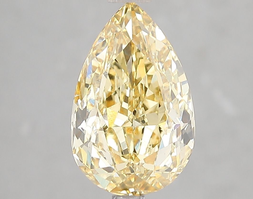 Loose Diamond - PEAR 3.02ct Fancy Intense Yellow VS2: Loose Diamond - PEAR 3.02ct Fancy Intense Yellow VS2 Source: This is a real non-mined Diamond that has been grown in a lab Shape: PEAR Carats: 3.02 Color: Fancy Intense Yellow Certification: IGI