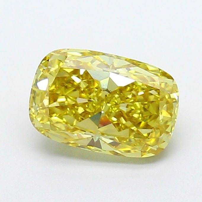 Loose Diamond - CUSHION BRILLIANT 1.55ct Fancy Vivid Yellow VVS2: Loose Diamond - CUSHION BRILLIANT 1.55ct Fancy Vivid Yellow VVS2 Source: This is a real non-mined Diamond that has been grown in a lab Shape: CUSHION BRILLIANT Carats: 1.55 Color: Fancy Vivid Yellow C