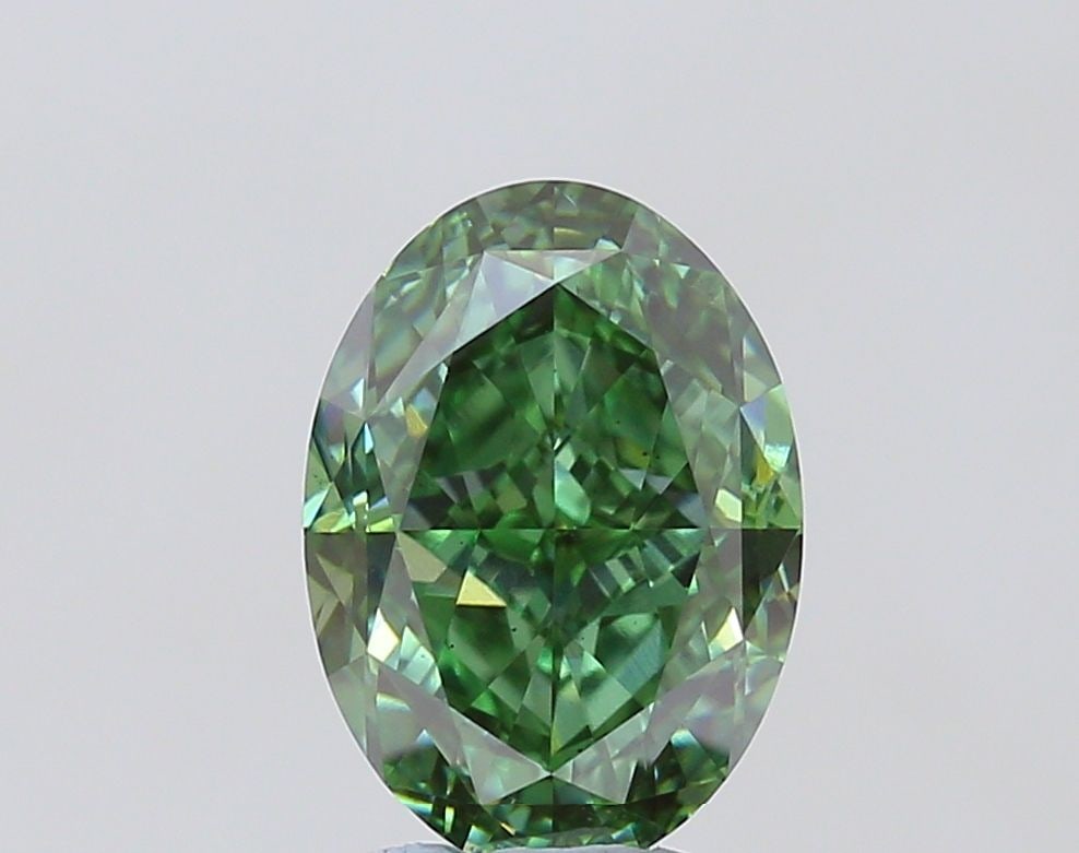 Loose Diamond - OVAL 3.6ct Fancy Vivid Green VS2: Loose Diamond - OVAL 3.6ct Fancy Vivid Green VS2 Source: This is a real non-mined Diamond that has been grown in a lab Shape: OVAL Carats: 3.6 Color: Fancy Vivid Green Certification: IGI Video:
