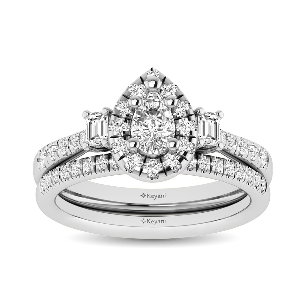 14KT White Gold 1Ct.Tw. Diamond keyani Bridal Ring: 14KT White Gold 1Ct.Tw. Diamond keyani Bridal Ring 14k White Gold Stone Color: Gh Stone Clarity: Si2 Each ring is presented in standard size 6.5. Complimentary resizing is available between sizes 510 
