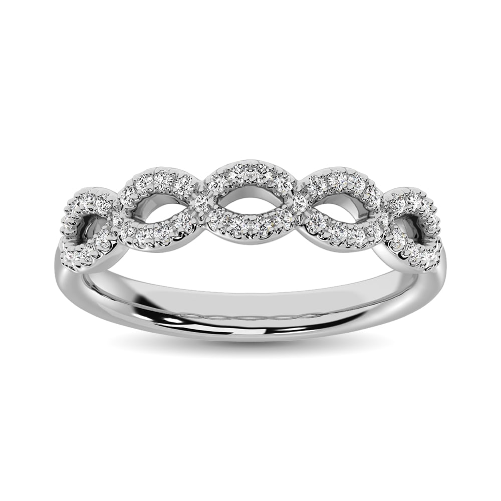 Diamond 1/4 Ct.Tw. Stack Band in 14K White Gold: Diamond 1/4 Ct.Tw. Stack Band in 14K White Gold 14k White Gold Stone Color: G-h Stone Clarity: I1 Each ring is presented in standard size 6.5. Complimentary resizing is available between sizes 510 (in
