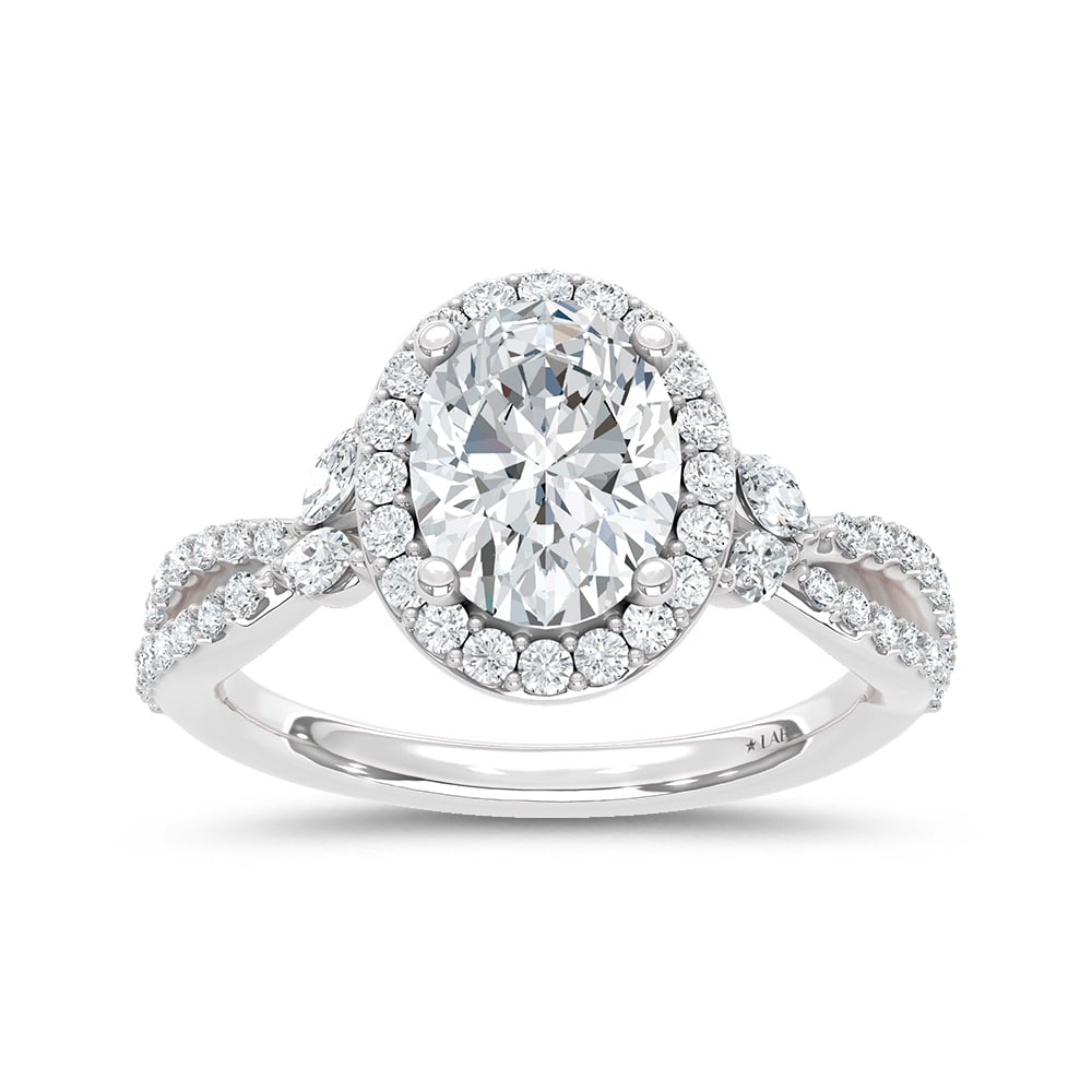14K White Gold Lab Grown Round and Marquise Diamond 2 3/8 Ct.Tw. Engagement Ring (IGI Certified: 14K White Gold Lab Grown Round and Marquise Diamond 2 3/8 Ct.Tw. Engagement Ring (IGI Certified Center 2ct) 14k White Gold Stone Color: D-f Stone Clarity: Vs Each ring is presented in standard size 6.