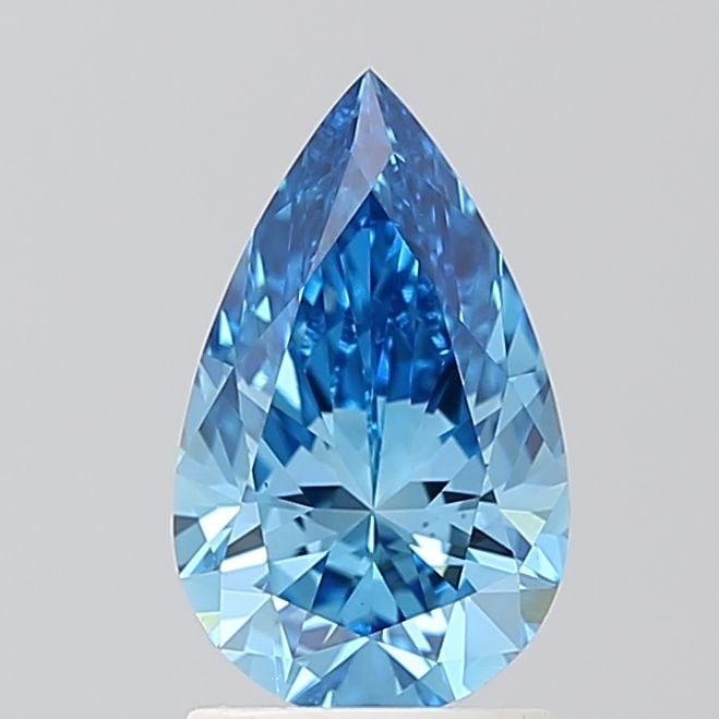 Loose Diamond - PEAR 1.53ct Fancy Vivid Blue VS1: Loose Diamond - PEAR 1.53ct Fancy Vivid Blue VS1 Source: This is a real non-mined Diamond that has been grown in a lab Shape: PEAR Carats: 1.53 Color: Fancy Vivid Blue Certification: IGI Video: