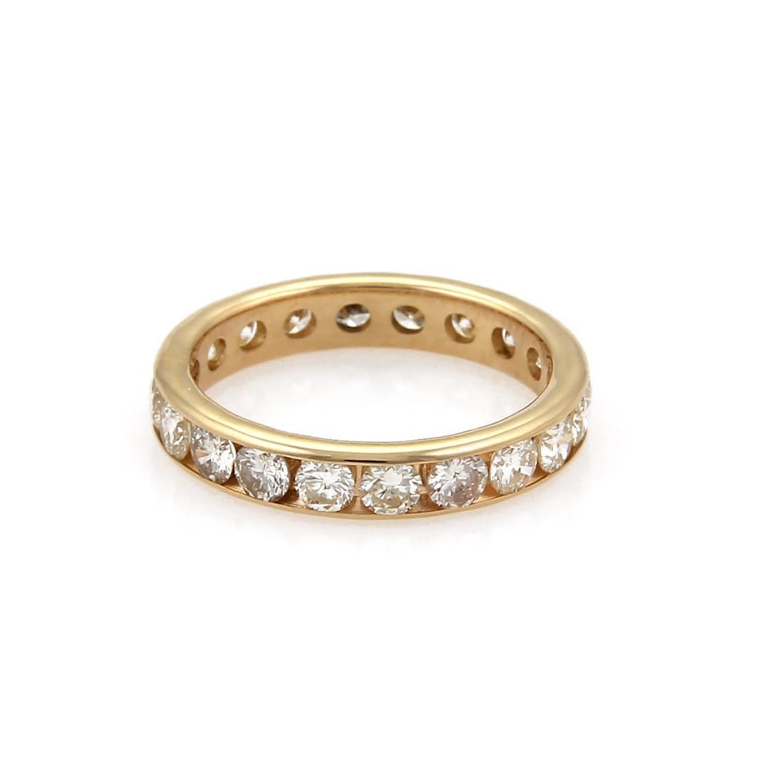 14k Yellow Gold 2.40ct Diamond Channel Set Wedding Band Ring Size 7: 14k Yellow Gold 2.40ct Diamond Channel Set Wedding Band Ring Size 7 This stunning wedding band ring is expertly crafted from 14k yellow gold, featuring a polished finish for a radiant look. The elegan