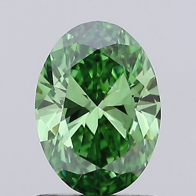 Loose Diamond - OVAL 1.01ct Fancy Vivid Green VS2: Loose Diamond - OVAL 1.01ct Fancy Vivid Green VS2 Source: This is a real non-mined Diamond that has been grown in a lab Shape: OVAL Carats: 1.01 Color: Fancy Vivid Green Certification: NONE Video: