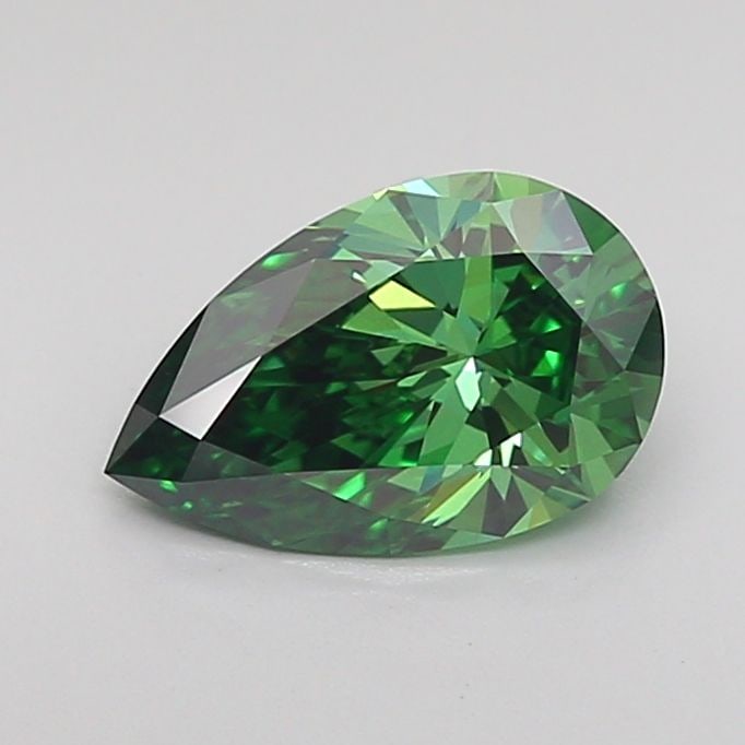 Loose Diamond - PEAR 0.99ct Fancy Vivid Green VVS2: Loose Diamond - PEAR 0.99ct Fancy Vivid Green VVS2 Source: This is a real non-mined Diamond that has been grown in a lab Shape: PEAR Carats: 0.99 Color: Fancy Vivid Green Certification: IGI Video: