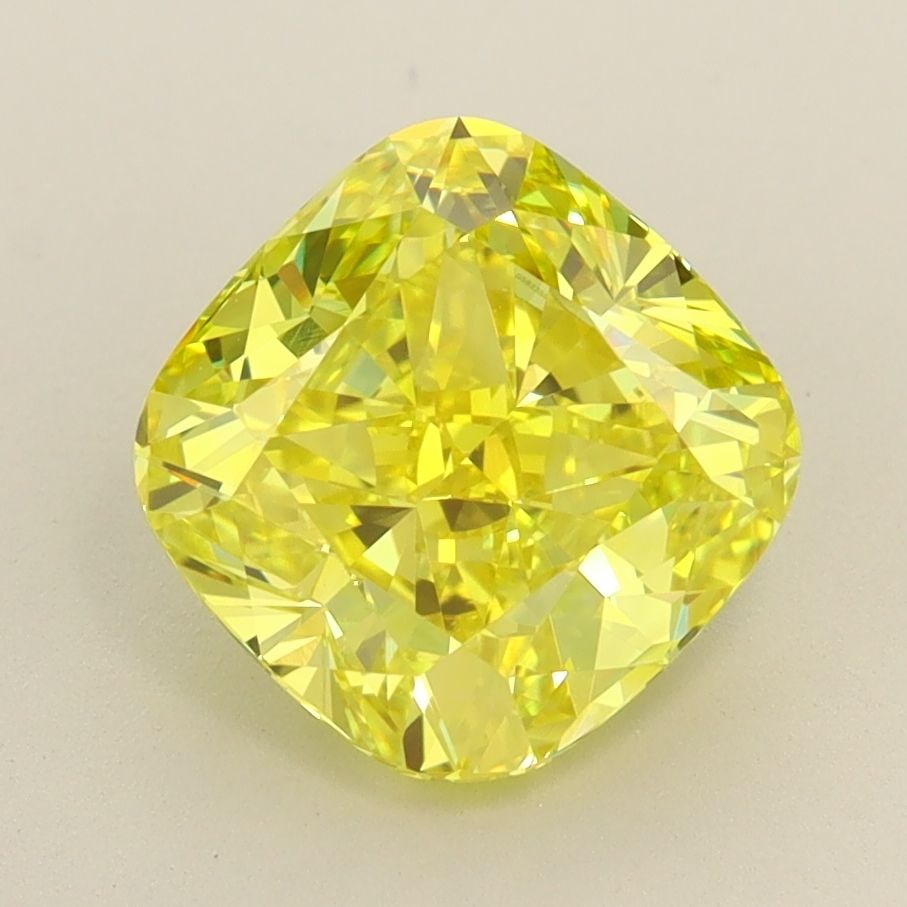 Loose Diamond - CUSHION MODIFIED 3.0ct Fancy Vivid Yellow VVS2: Loose Diamond - CUSHION MODIFIED 3.0ct Fancy Vivid Yellow VVS2 Source: This is a real non-mined Diamond that has been grown in a lab Shape: CUSHION MODIFIED Carats: 3.0 Color: Fancy Vivid Yellow Certi
