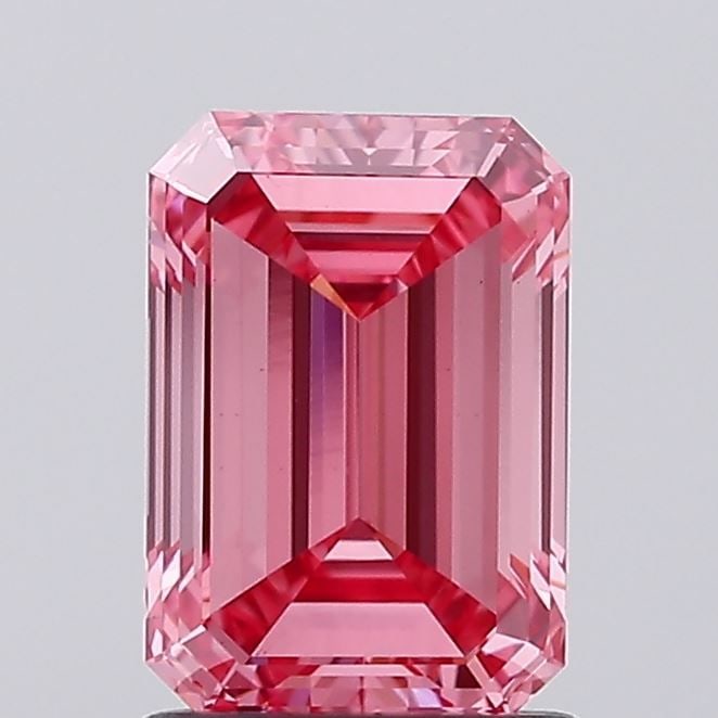 Loose Diamond - EMERALD 1.53ct Fancy Vivid Pink VS1: Loose Diamond - EMERALD 1.53ct Fancy Vivid Pink VS1 Source: This is a real non-mined Diamond that has been grown in a lab Shape: EMERALD Carats: 1.53 Color: Fancy Vivid Pink Certification: NONE Video: