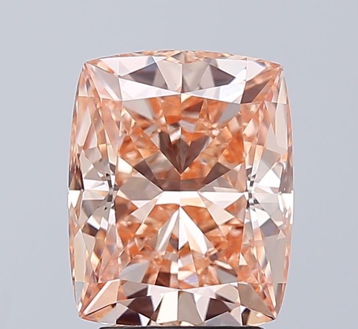 Loose Diamond - CUSHION MODIFIED 3.34ct Fancy Intense Pinkish Orange VS1: Loose Diamond - CUSHION MODIFIED 3.34ct Fancy Intense Pinkish Orange VS1 Source: This is a real non-mined Diamond that has been grown in a lab Shape: CUSHION MODIFIED Carats: 3.34 Color: Fancy Intense