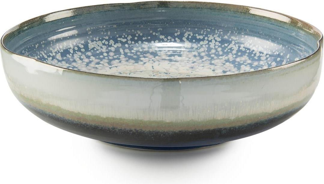 John-Richard Serene Blue Reactive Glaze Shallow Bowl 16x16 (1 of 1)