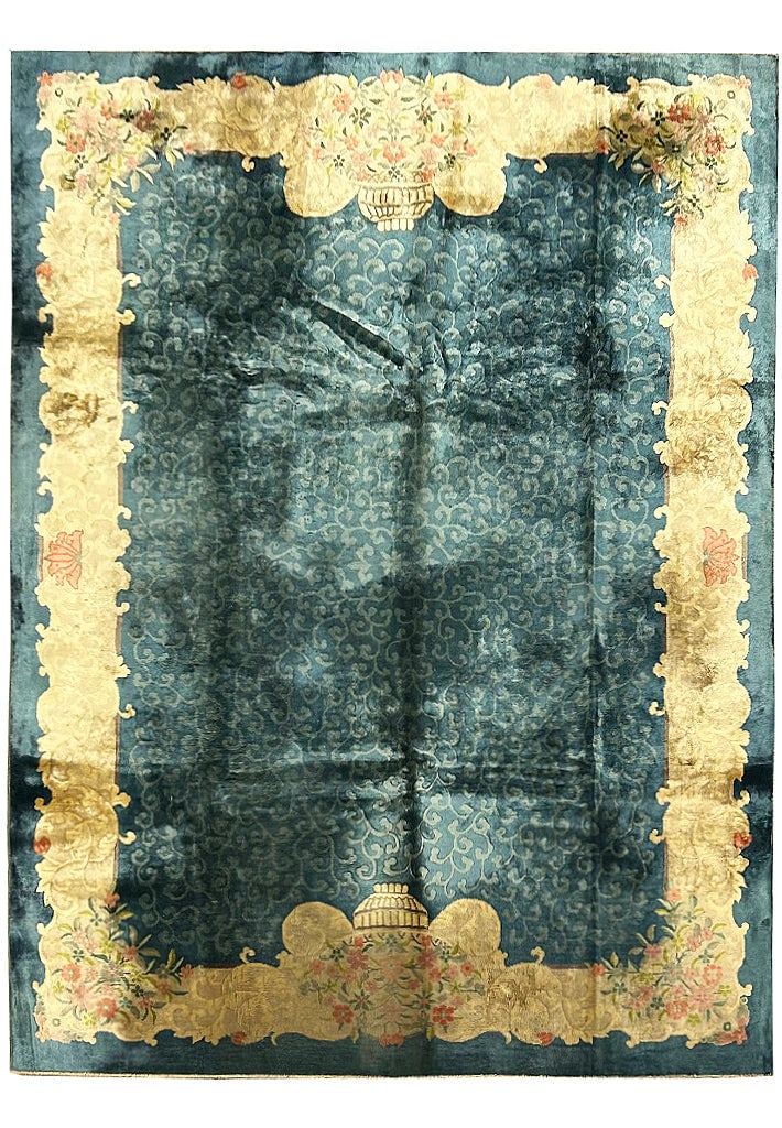 Handmade 8.9 x 11' Semi-Antique Chinese Peking Rug: Handmade 8.9 x 11' Semi-Antique Chinese Peking Rug Free continental US Shipping Discover the exquisite beauty of this 8.9 x 11' Semi Antique Chinese Peking Rug, a skillfully handmade piece that seamle