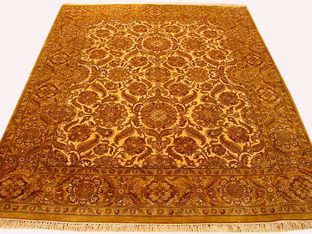 Timeless 8 x 10 Handmade Jaipur Rug Beige Gold Wool: Timeless 8 x 10 Handmade Jaipur Rug Beige Gold Wool Free continental US Shipping Introduce timeless sophistication to your home with the 8 x 10 Quality Handmade Jaipur Rug in Beige and Gold. Expertly 