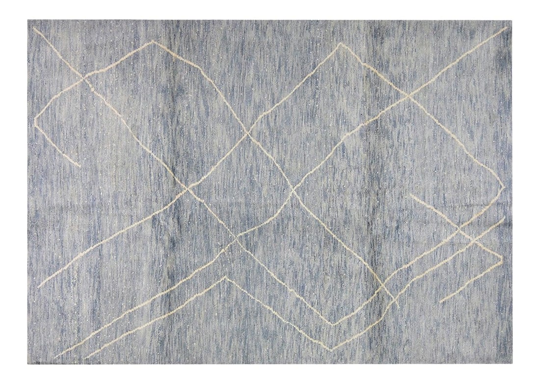 6'7" x 9'3" Beni Ourain Wool Rug Contemporary Moroccan Hand Knotted Gray: 6'7" x 9'3" Beni Ourain Wool Rug Contemporary Moroccan Hand Knotted Gray This Moroccan Beni Ourain rug is hand knotted from organic wool in natural gray tones, offering a contemporary style and a soft