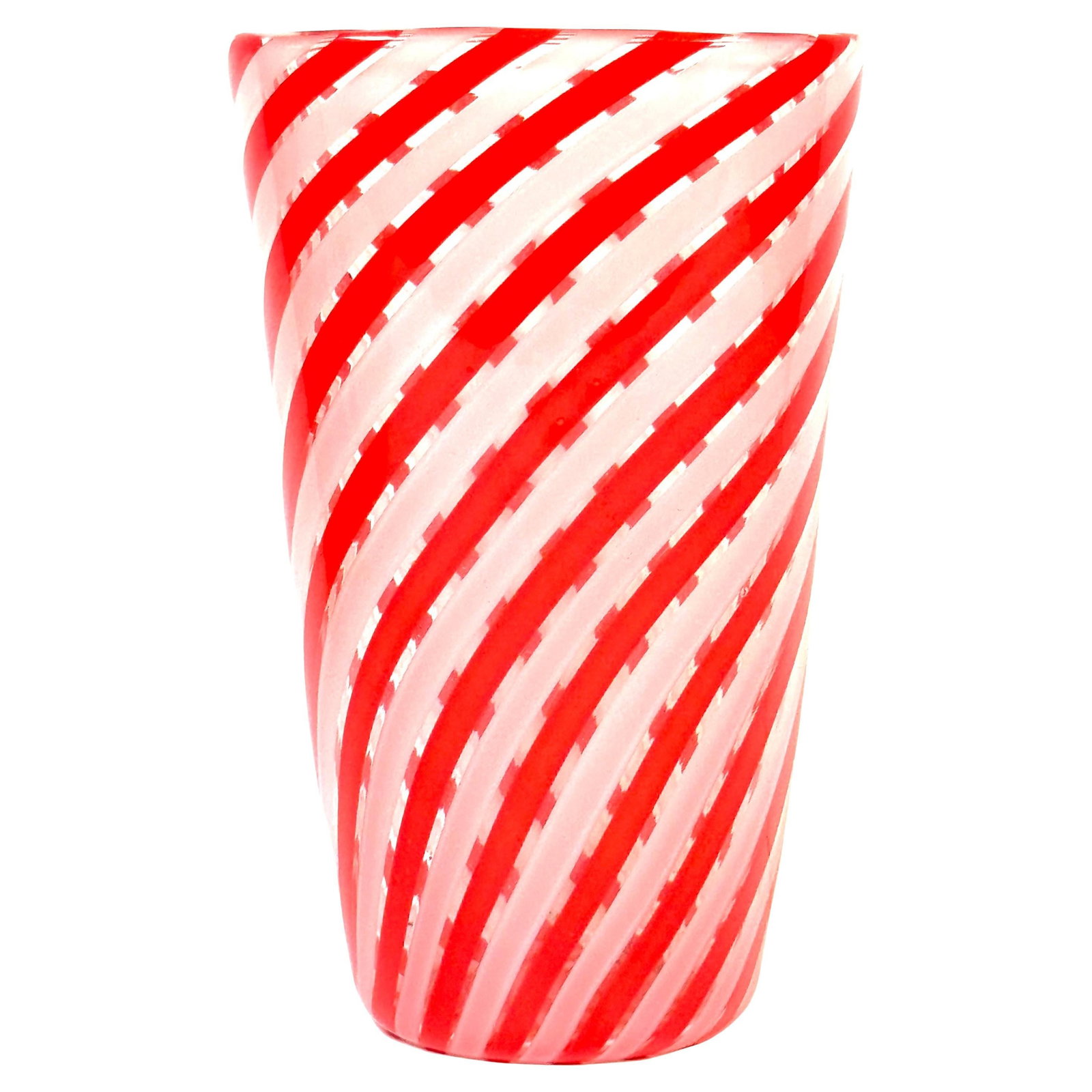 Archimede Seguso 1950 Murano Rosso e Bianco Glass Vase: Archimede Seguso 1950 Murano Rosso e Bianco Glass Vase This stunning Archimede Seguso Rosso e Bianco Vase, crafted in Murano, Italy, circa 1950, is a masterpiece of mid-century glass artistry. Featuri
