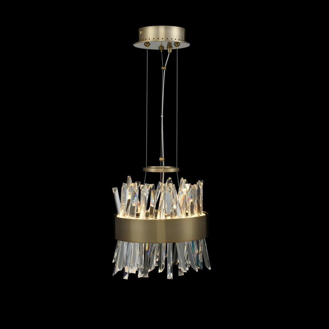 Kalco Glacier Collection Chrome Crystal LED Mini Pendant 10 Inch: Kalco Glacier Collection Chrome Crystal LED Mini Pendant 10 Inch Illuminate your space with this Stylish Chrome & Crystal Glacier Pendant. This contemporary mini pendant light features a stunning desi